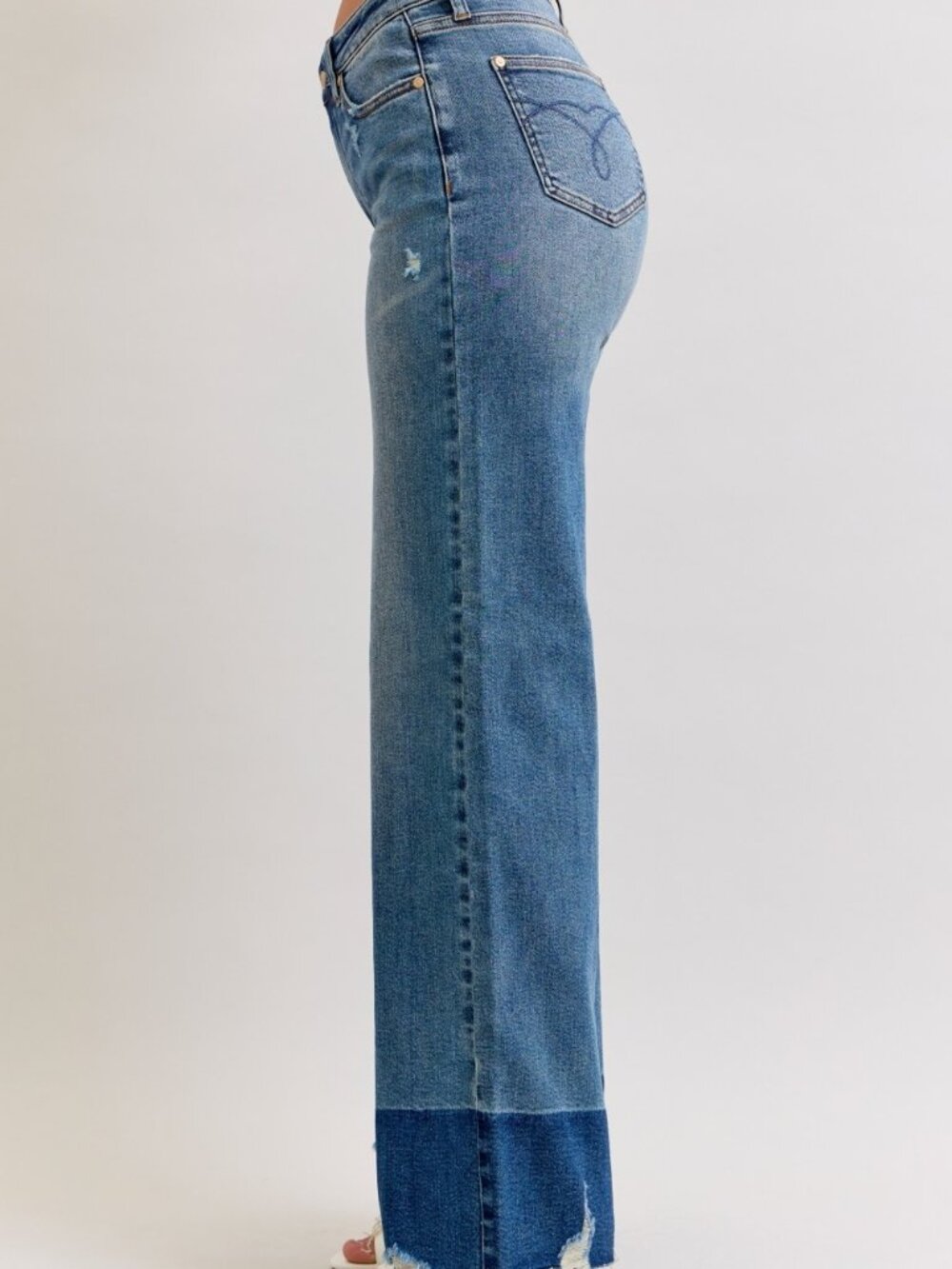 Raw Hem High Waist Column Straight Jeans - Picture 6 of 7